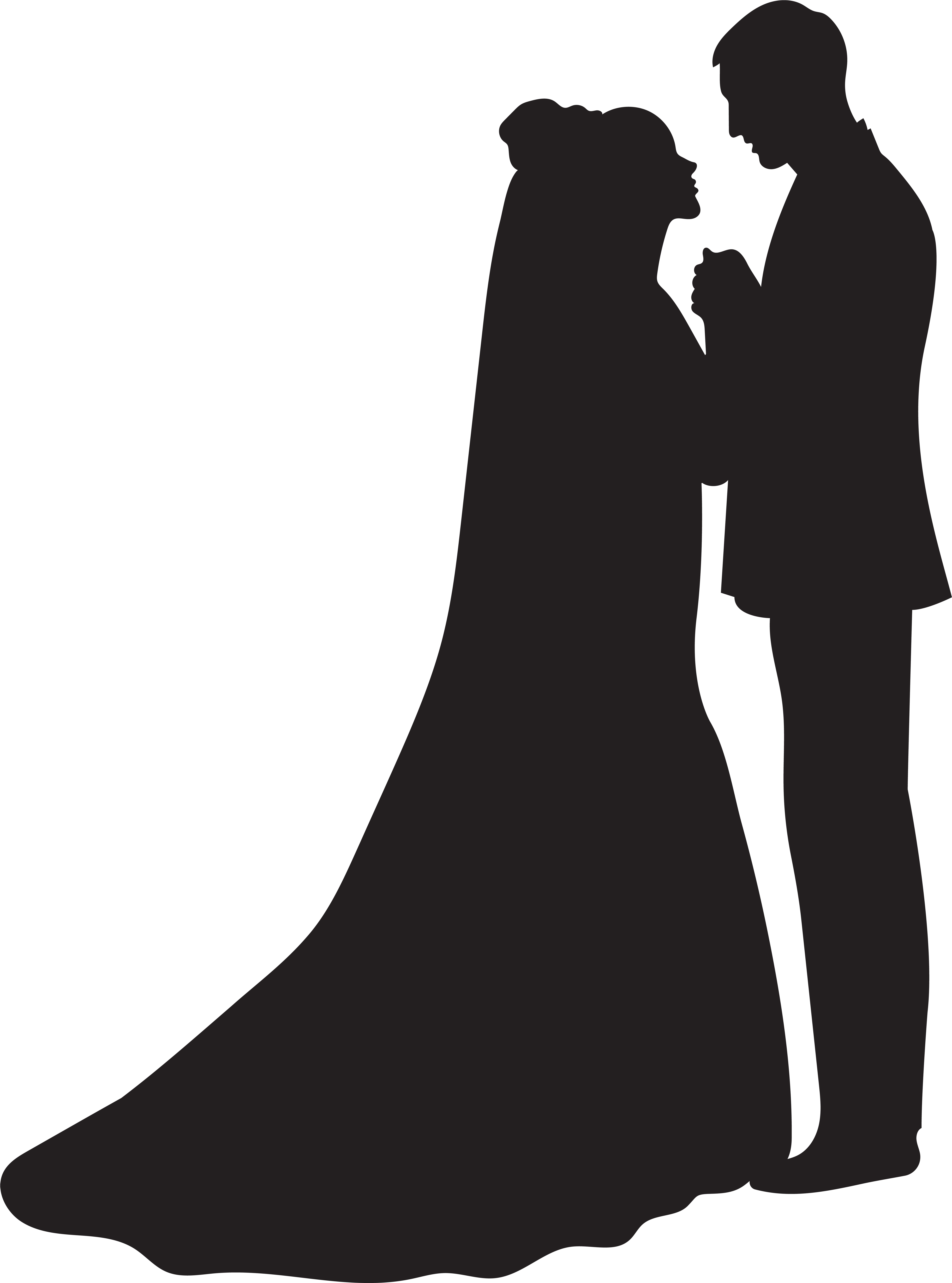 Couple Clipart Engagement, Couple Engagement Transparent - Bride And Groom Silhouette Png (5934x8000), Png Download