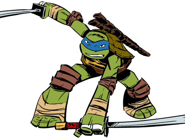 Ninja Turtles Clipart Silhouette - Leonardo Teenage Mutant Ninja Turtles Animated - Png Download (640x480), Png Download