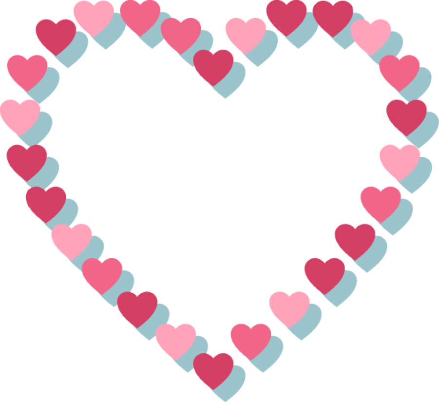 Pink Heart With Hearts Outline Png Image - Heart Outline Of Hearts Clipart (901x825), Png Download