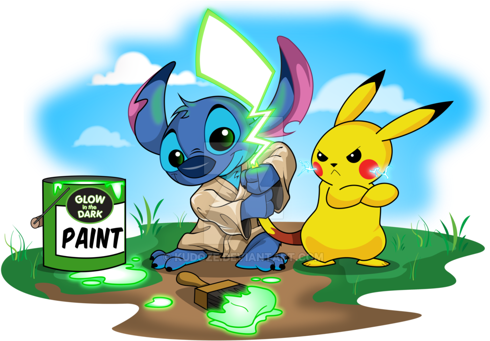 No Caption Provided - Stitch And Pikachu Clipart (1024x705), Png Download