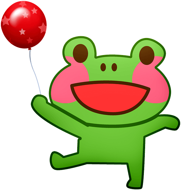 Frog With Red Balloon Clipart - Cartoon - Png Download (644x800), Png Download