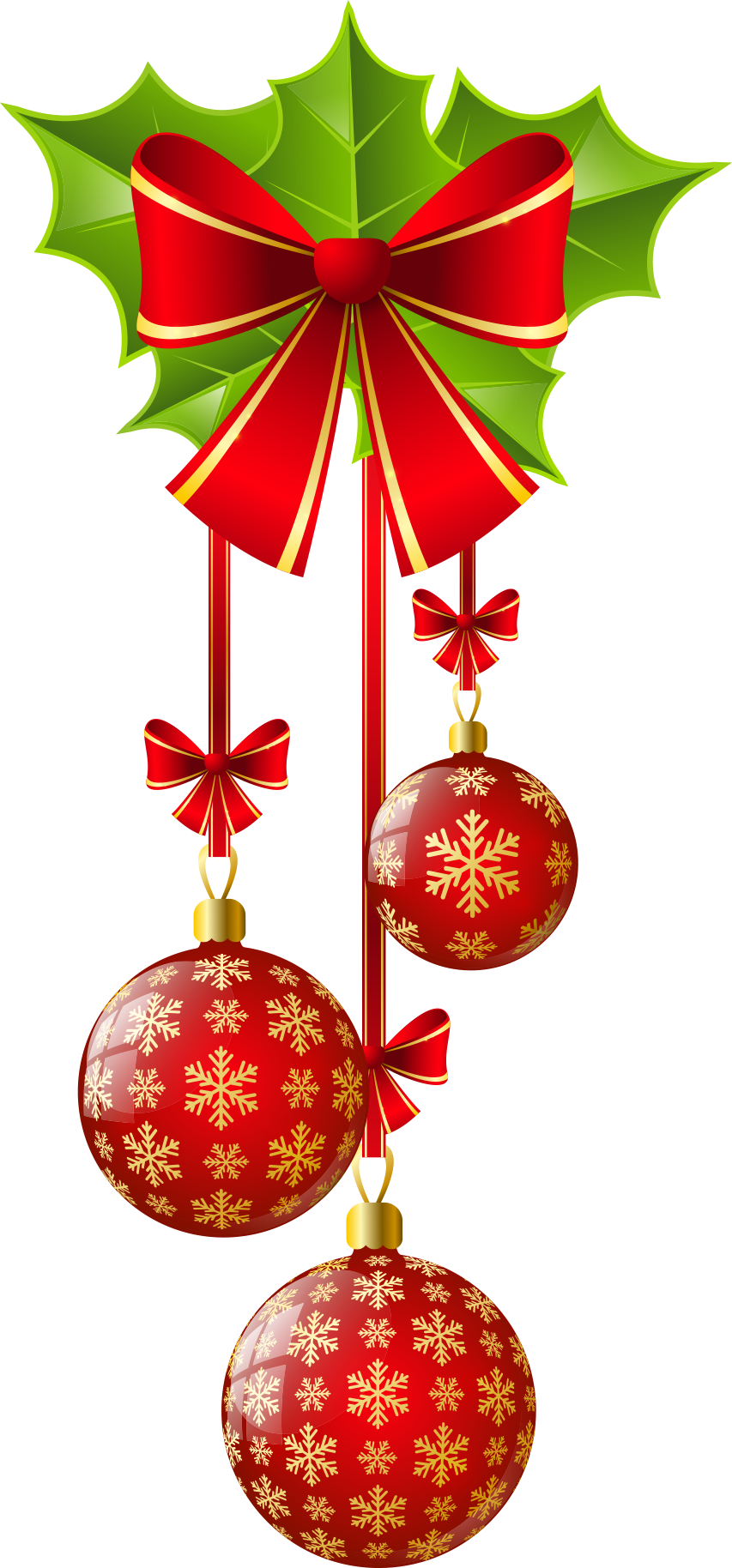 And Balls Ornament Bow Decoration Christmas Red Clipart - Christmas Clipart Ornaments - Png Download (853x1828), Png Download