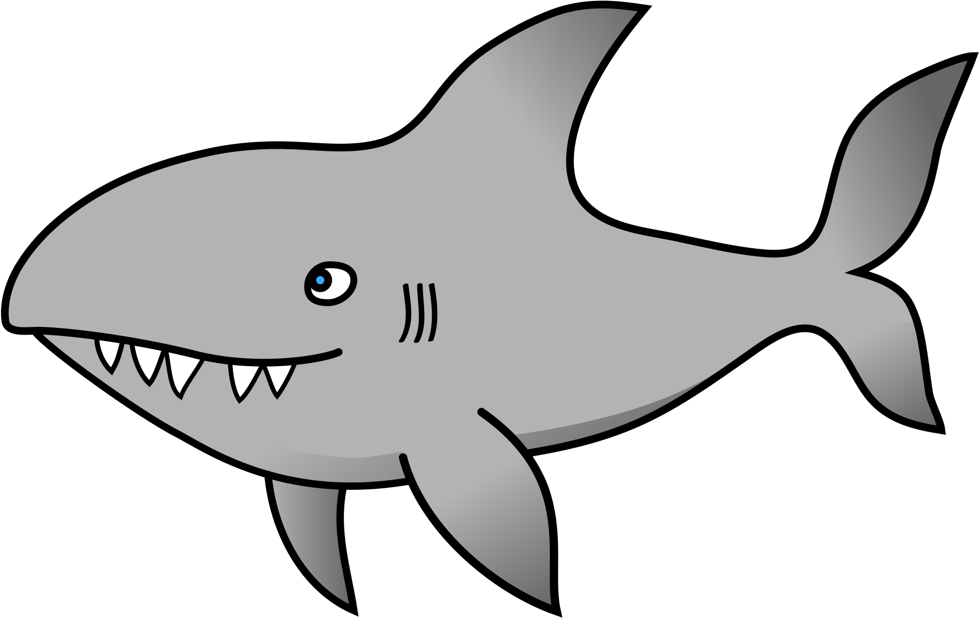 Great White Sharks Cartoons Clipart (2000x1289), Png Download