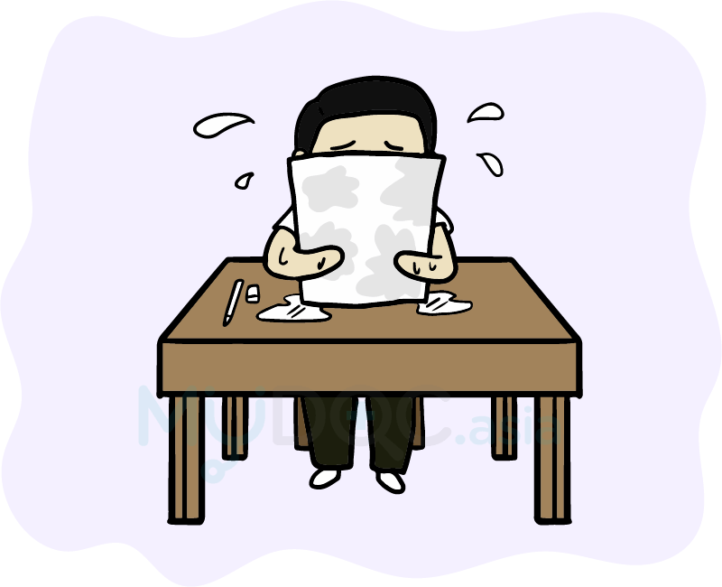 Palm Sweting Patient With Paper - Cartoon Clipart (800x650), Png Download