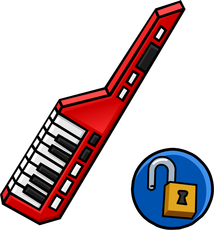 Scarf Clipart Club Penguin - Red Keytar Club Penguin - Png Download (687x740), Png Download