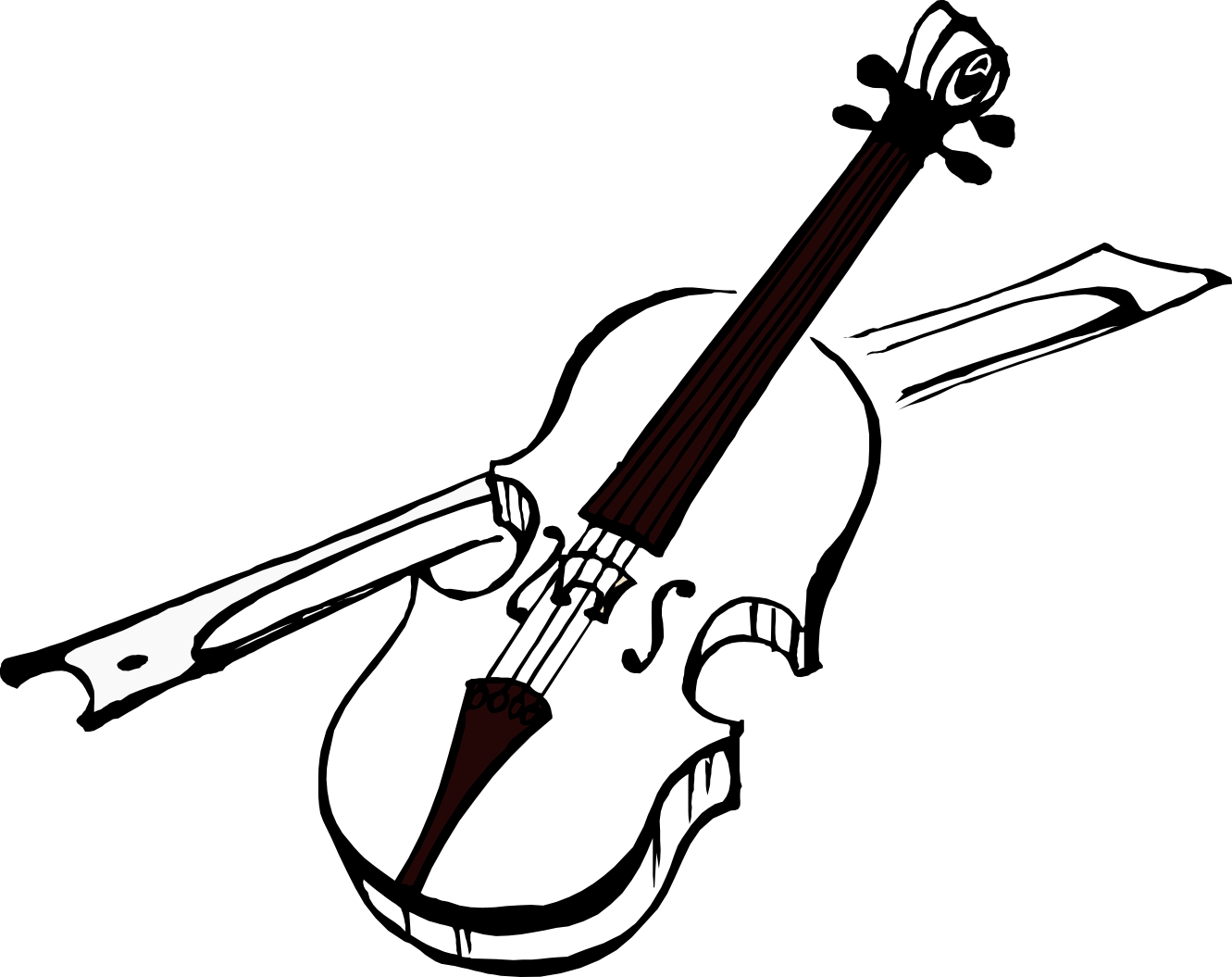 Vintage - Violin Black And White Clipart (1331x1055), Png Download