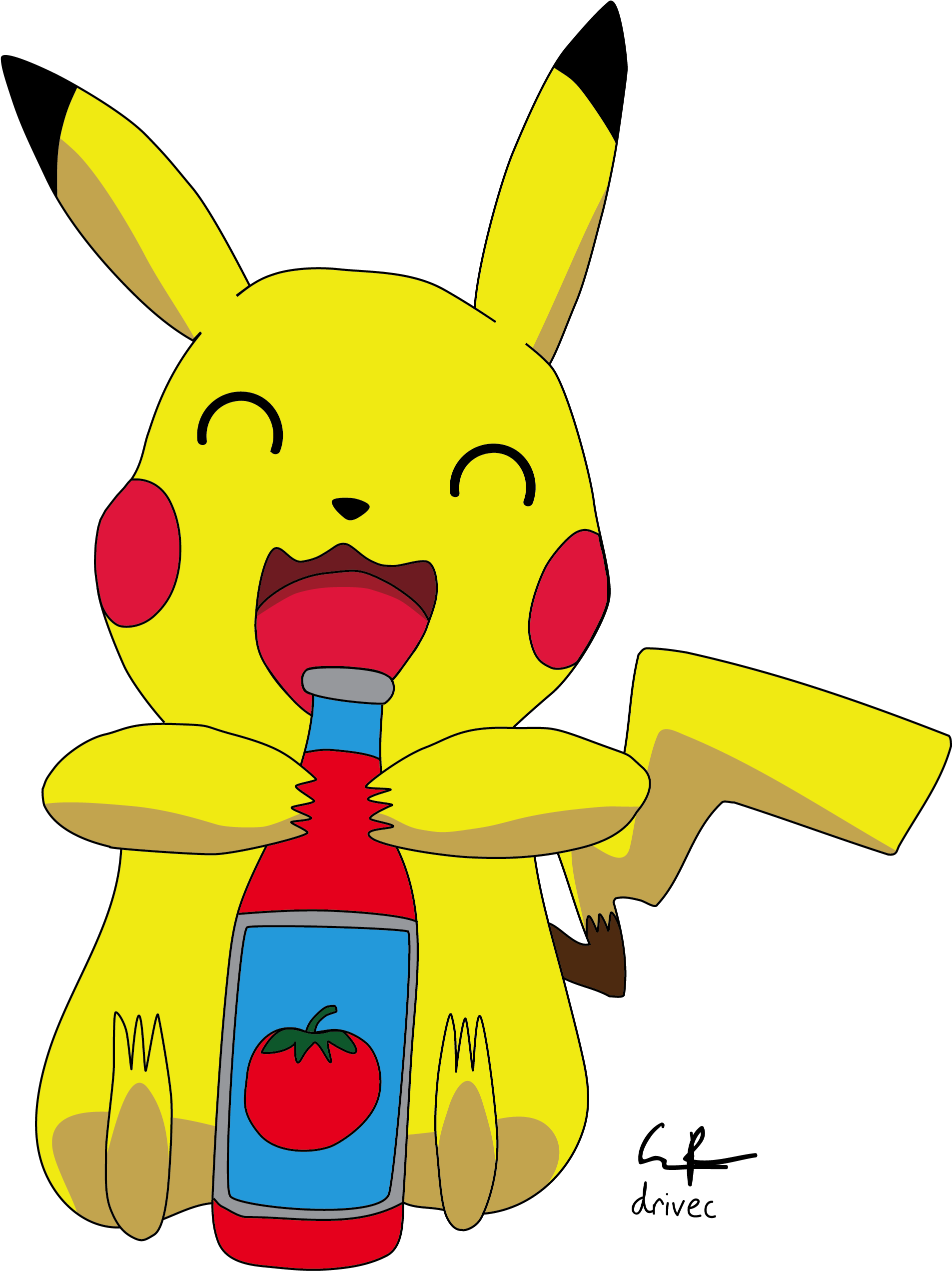 Pikachu And The Ketchup Bottle - Bottle Clipart (2088x2752), Png Download