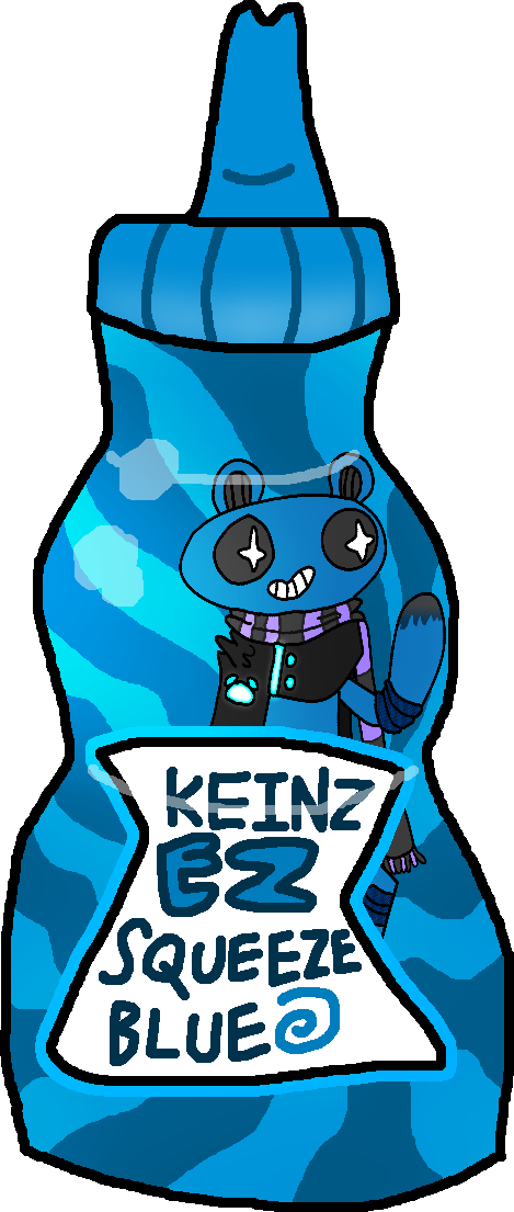 A Bottle Of Keinz Unten Blue Ketchup As It Appears - Ez Squirt Ketchup Transparent Background Clipart (469x1105), Png Download