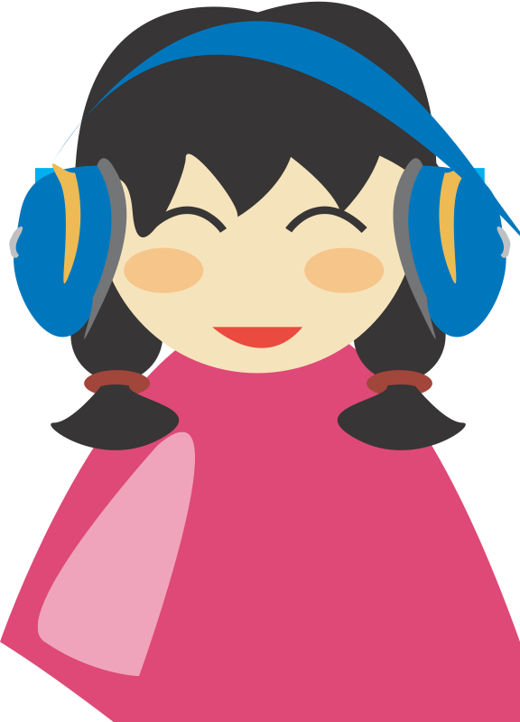 Cute Girl With Headphone Clip Art - Person With Headphones Clipart - Png Download (576x800), Png Download