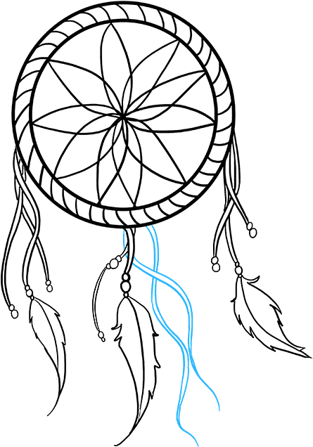 Dream Catcher Really Easy Drawing Tutorial Step - Drawing Of A Dream Catcher Clipart (680x678), Png Download