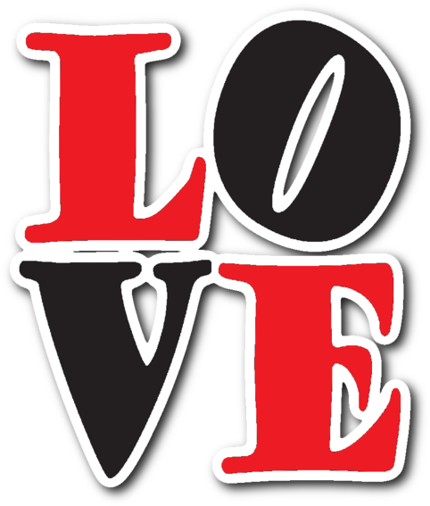 Red And Black Love Vinyl Die Cut Sticker - Die Cutting Clipart (600x600), Png Download