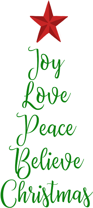 Joy Love Peace Believe Christmas Clipart (583x700), Png Download