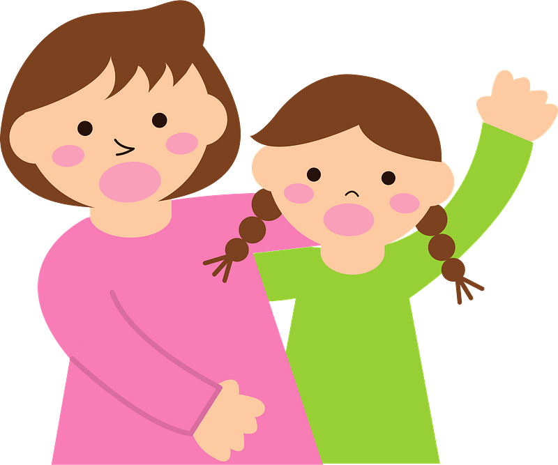 Mother Daughter Claim Clipart - Cartoon - Png Download (800x667), Png Download