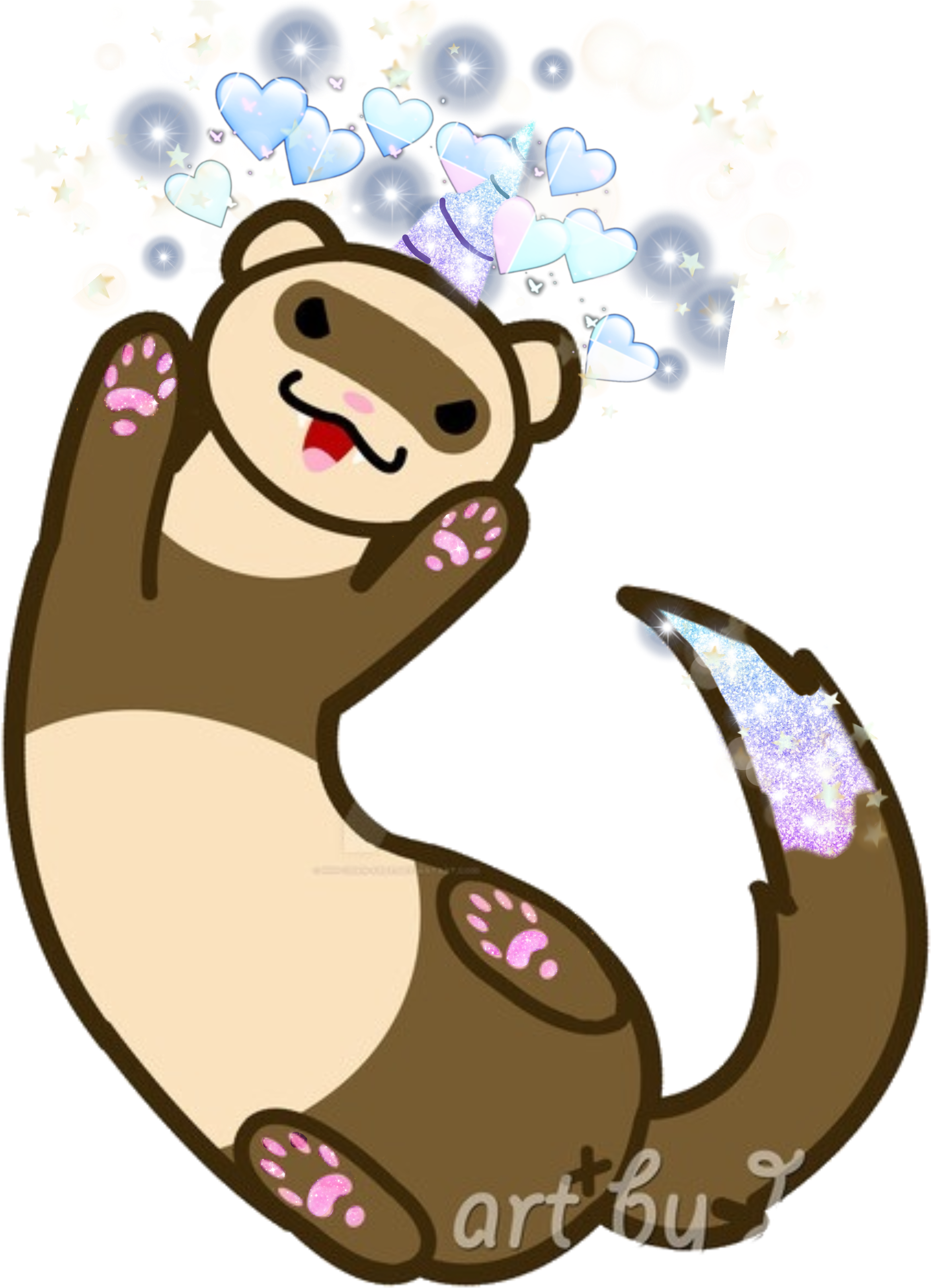 #freetoedit A Ferretcorn How Cute #cute #ferret #adorable - Ferret Stickers Clipart (3464x3464), Png Download