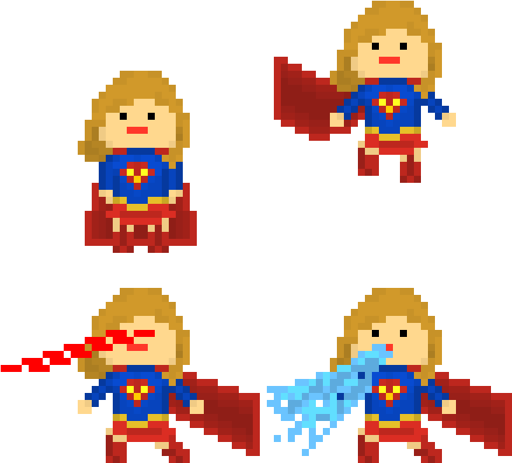 Pixel Art Super Girl Clipart (770x730), Png Download