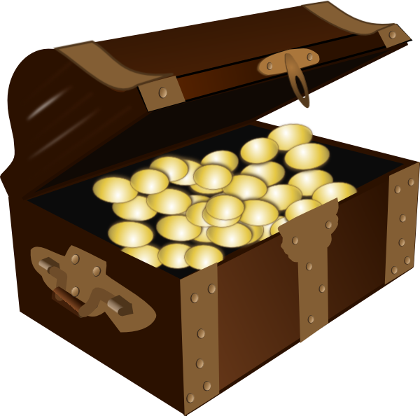 Treasure Chest With Gold Coins Clipart (600x594), Png Download