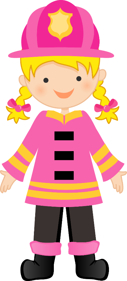 Firewoman Cartoon Pink Clipart (408x900), Png Download
