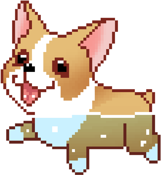 Tumblr Pixel Corgi Dog Dogs Swim - Party Corgi Slack Emoji Clipart (641x696), Png Download