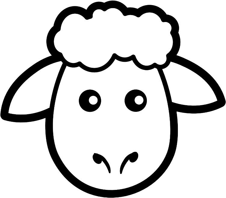 Coloring Sheep - Sheep Face Clipart Black And White - Png Download (555x555), Png Download