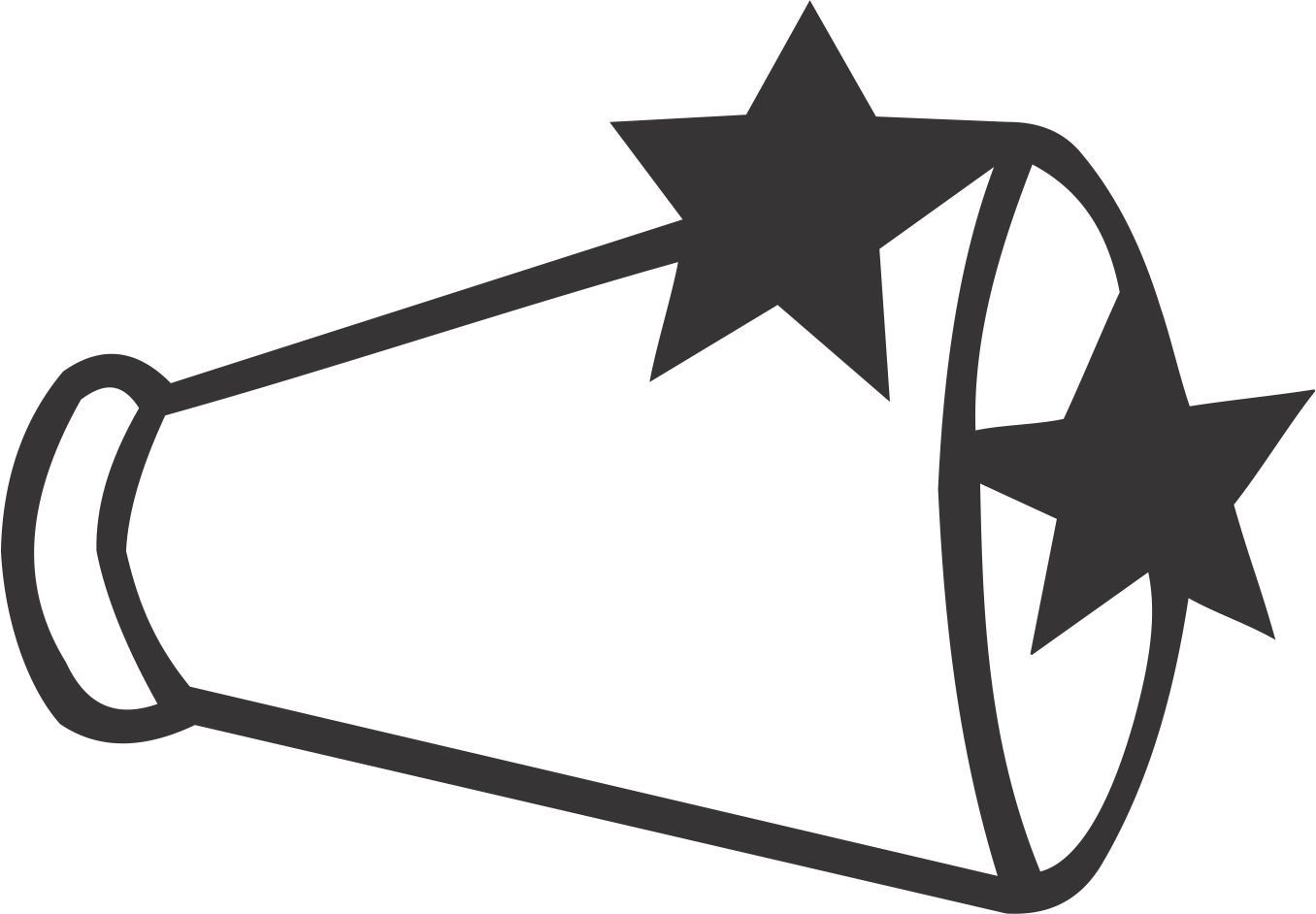 Megaphone With Stars Clipart (1356x942), Png Download