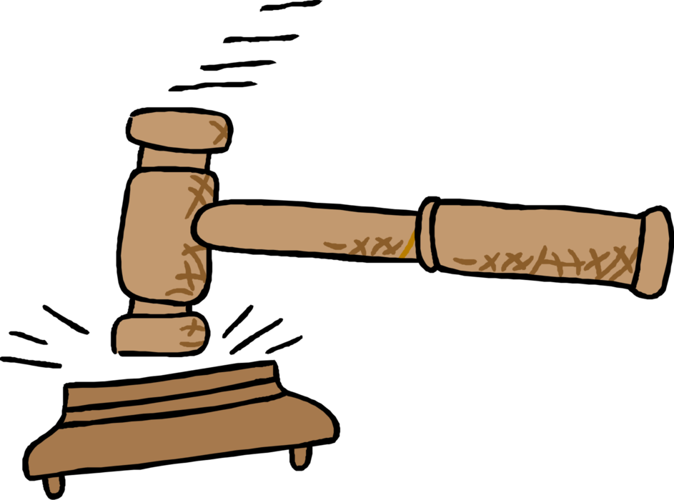 Vector Illustration Of Judge"s Gavel Ceremonial Mallet - Judge Hammer Cartoon Png Clipart (943x700), Png Download