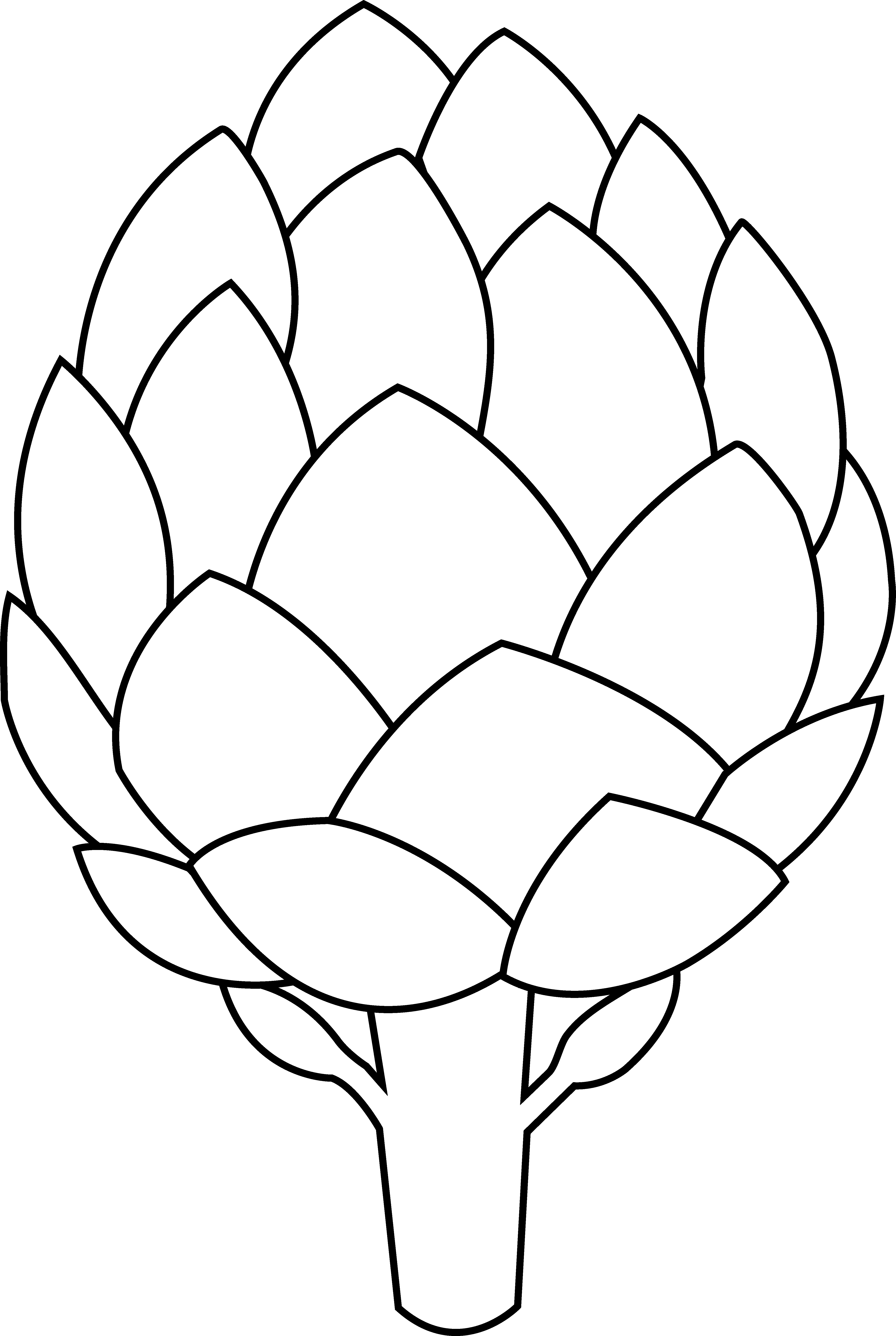 Flower Outline Clipart - Artichoke Clipart - Png Download (4765x7106), Png Download