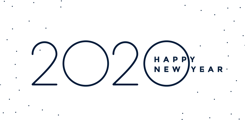 Happy New Year 2020 Logo Text Design Png - Circle Clipart (850x459), Png Download