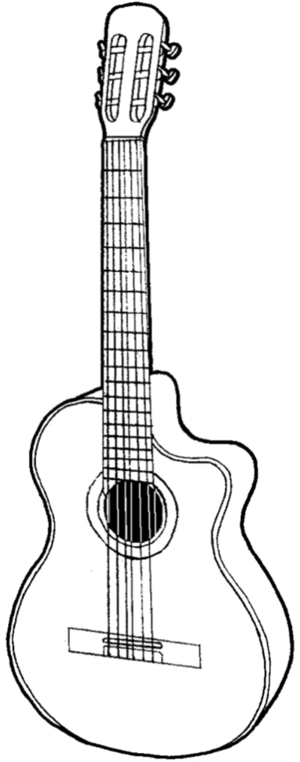Transparent Acoustic Guitar Clipart Black And White - Guitar Pencil Drawing - Png Download (616x1562), Png Download