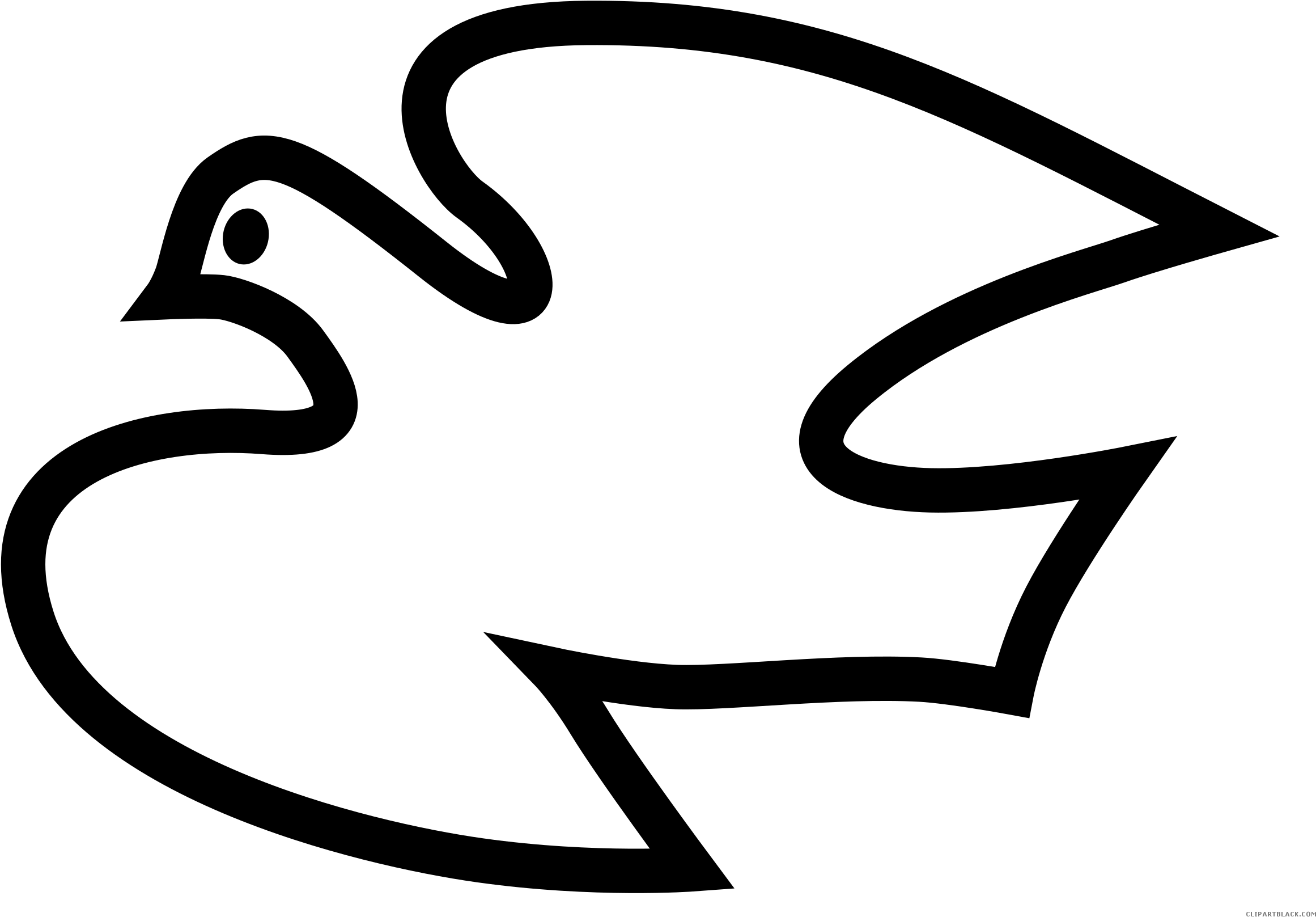 Dove Silhouette Page Of Clipartblack Com Animal - Line Drawing Of Simple Dove - Png Download (2322x1617), Png Download