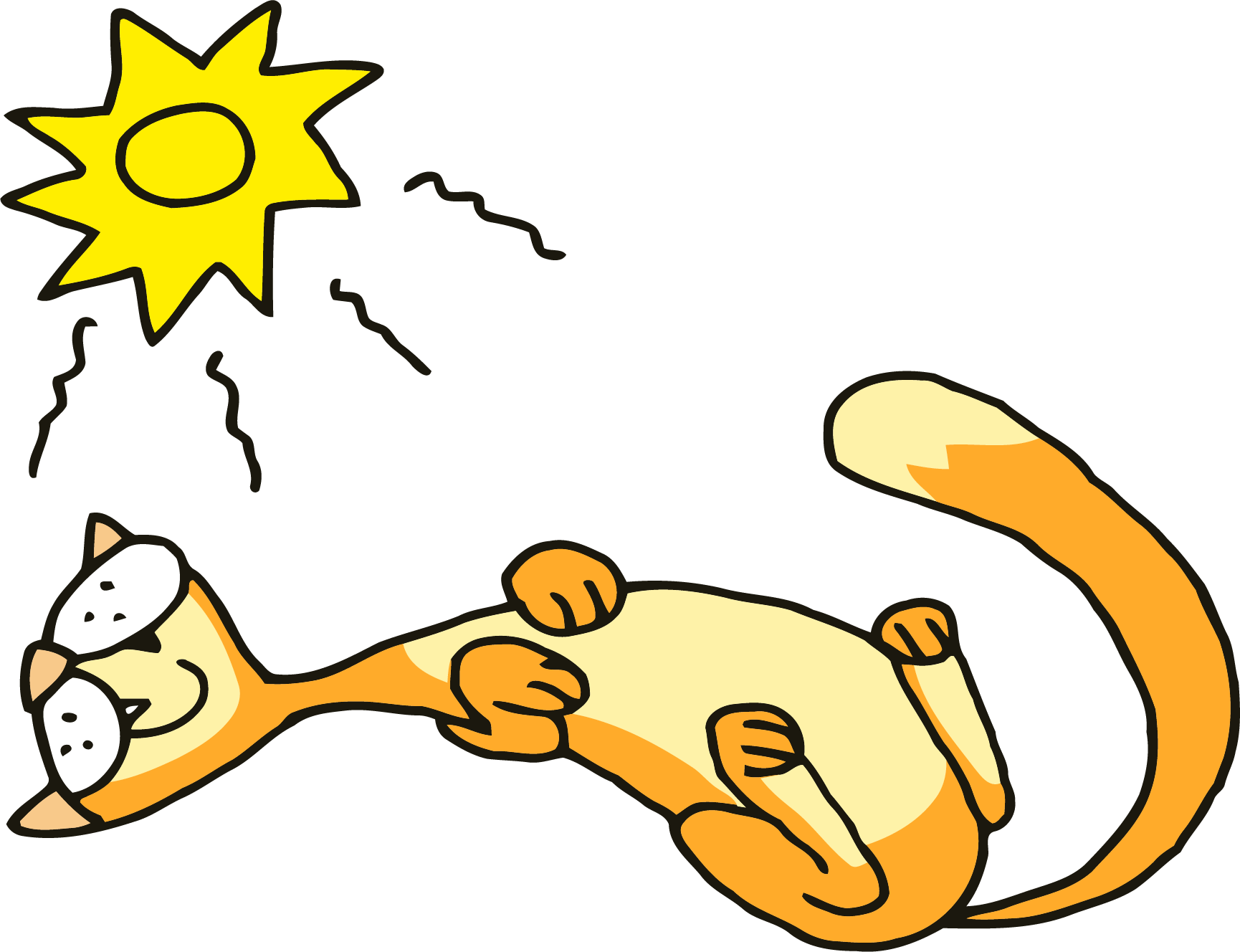 Cat Sleeping Png Clipart - Cat In Sun Clipart Transparent Png (1730x1328), Png Download