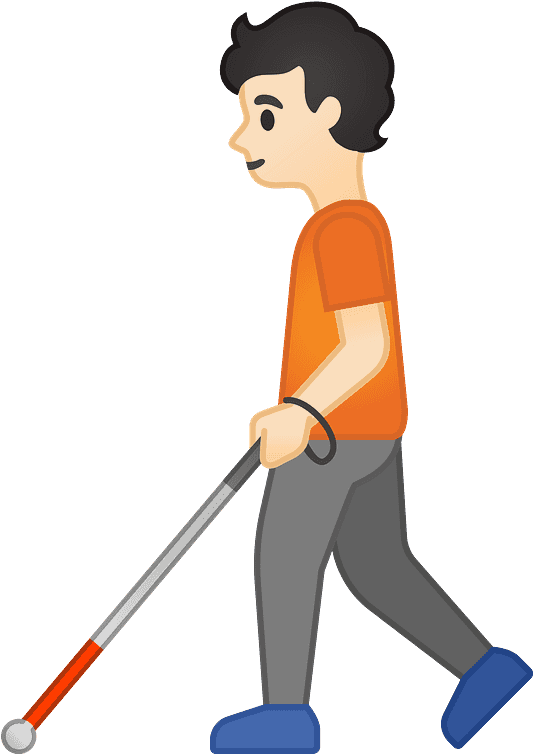 Person With White Cane Emoji Clipart - Walking Emoji - Png Download (800x800), Png Download