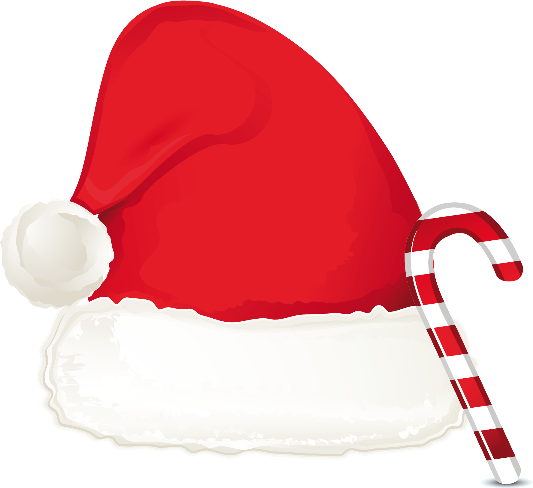 Coat Transparent Background Clip Art Christmas Cane - Christmas Santa Hat Clipart - Png Download (1776x1628), Png Download
