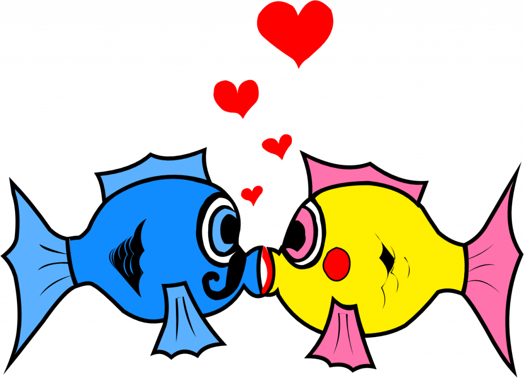 Dr Suess One Fish Two Fish Clipart Jpg Library Stock - Two Fish Kissing Clipart - Png Download (1024x739), Png Download