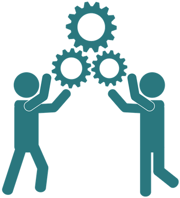 People With Gears Image - Teamwork Gear Clip Art Black And White - Png Download (672x480), Png Download