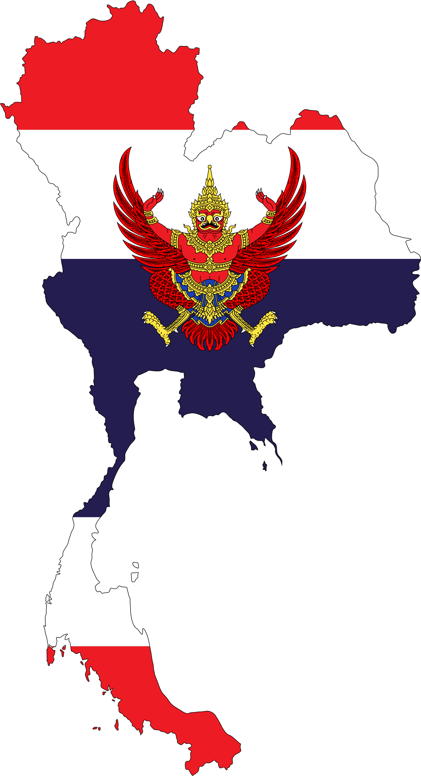 Thailand Map Outline Clipart (1600x2697), Png Download