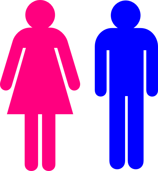 Stick Figure Boy And Girl - Male And Female Bathroom Signage Clipart (552x596), Png Download