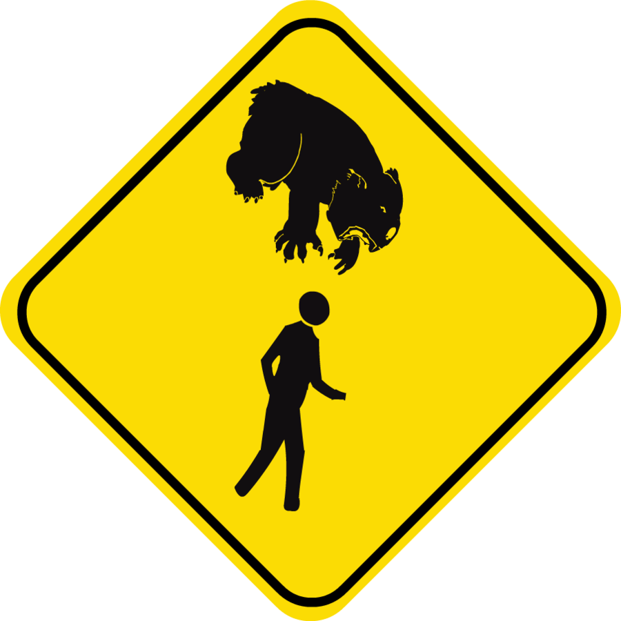 Drop Bear Warning Sign Clipart (900x900), Png Download