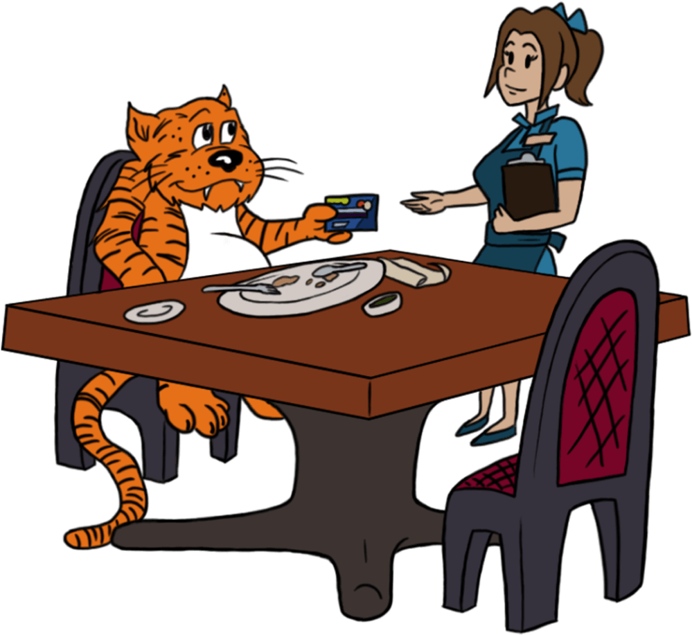 Loyalty Club - Tigers Eating Table Cartoon Clipart (1060x1060), Png Download
