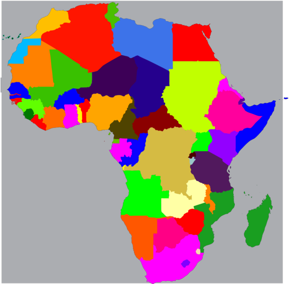 Africa-text Png Images - Color Blank Map Of Africa Clipart (600x600), Png Download