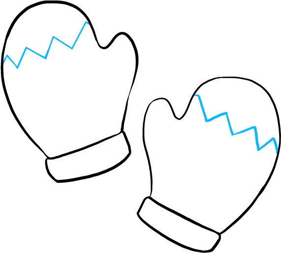 How To Draw Mittens - Draw Mittens Step By Step Clipart (680x678), Png Download