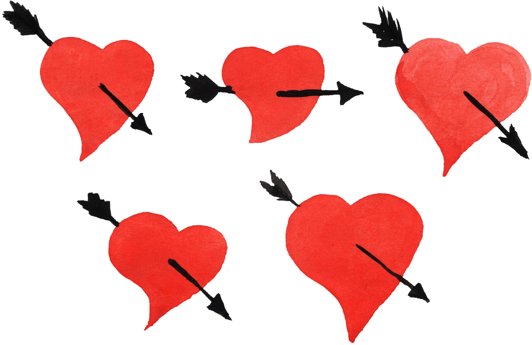 Hearts Clipart Brush Stroke - Corazon Flecha Acuarela - Png Download (2000x1351), Png Download