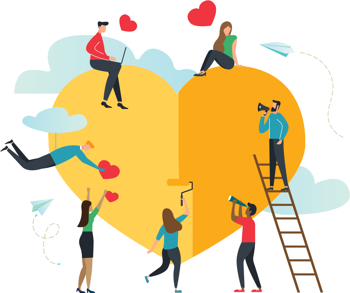 Teamwork On Valentines Day Clipart (2000x1000), Png Download