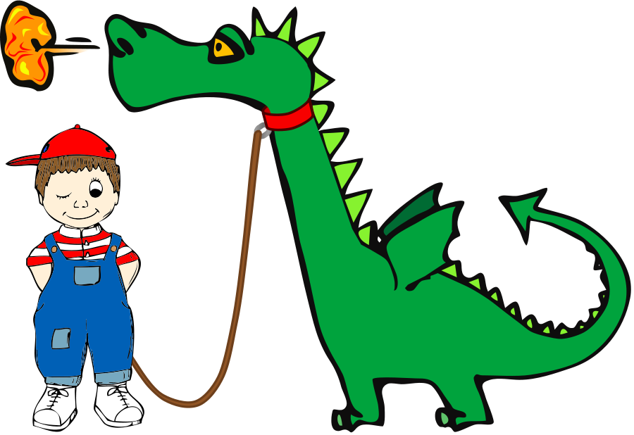 Leash 20clipart - Boy With Dragon Cartoon - Png Download (900x618), Png Download