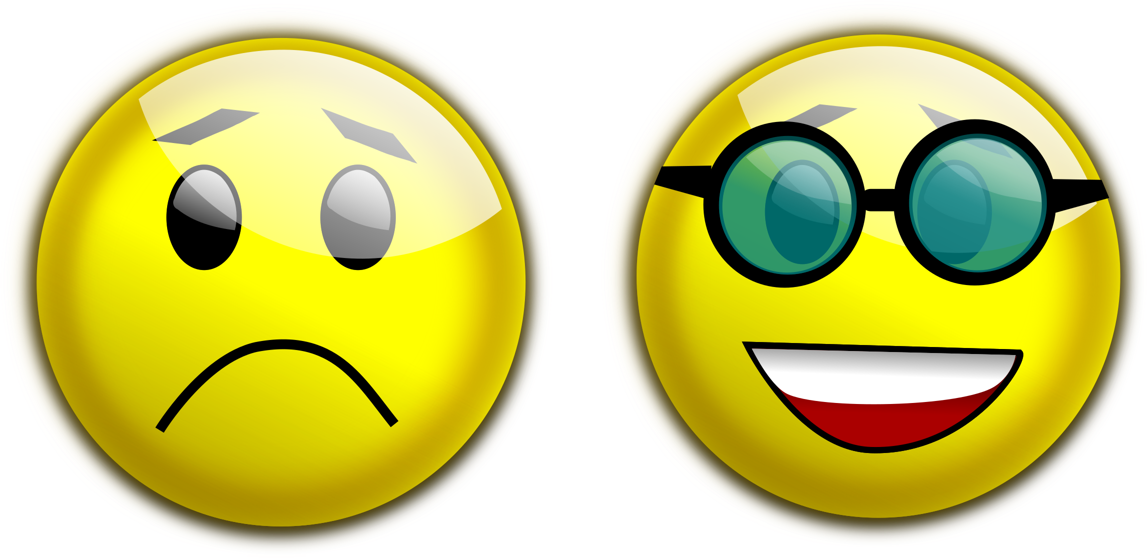 Happy Sad Face Png - Happy Or Sad Clipart Transparent Png (2292x1116), Png Download