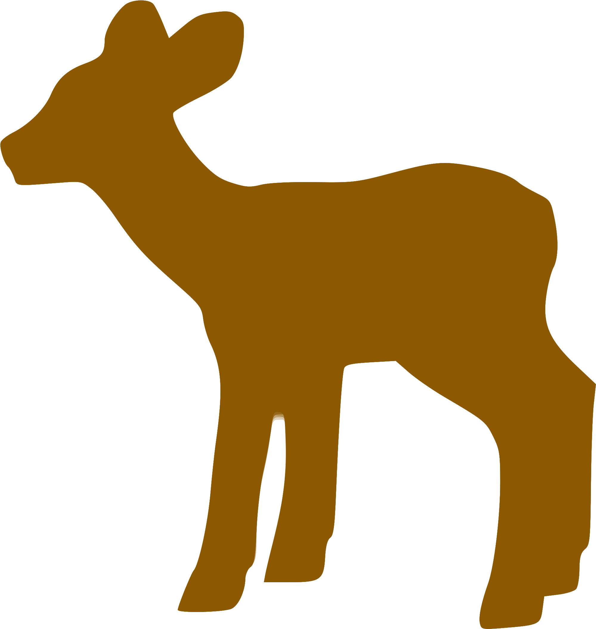 Silhouette Animaux - Roe Deer Clipart (1999x2111), Png Download