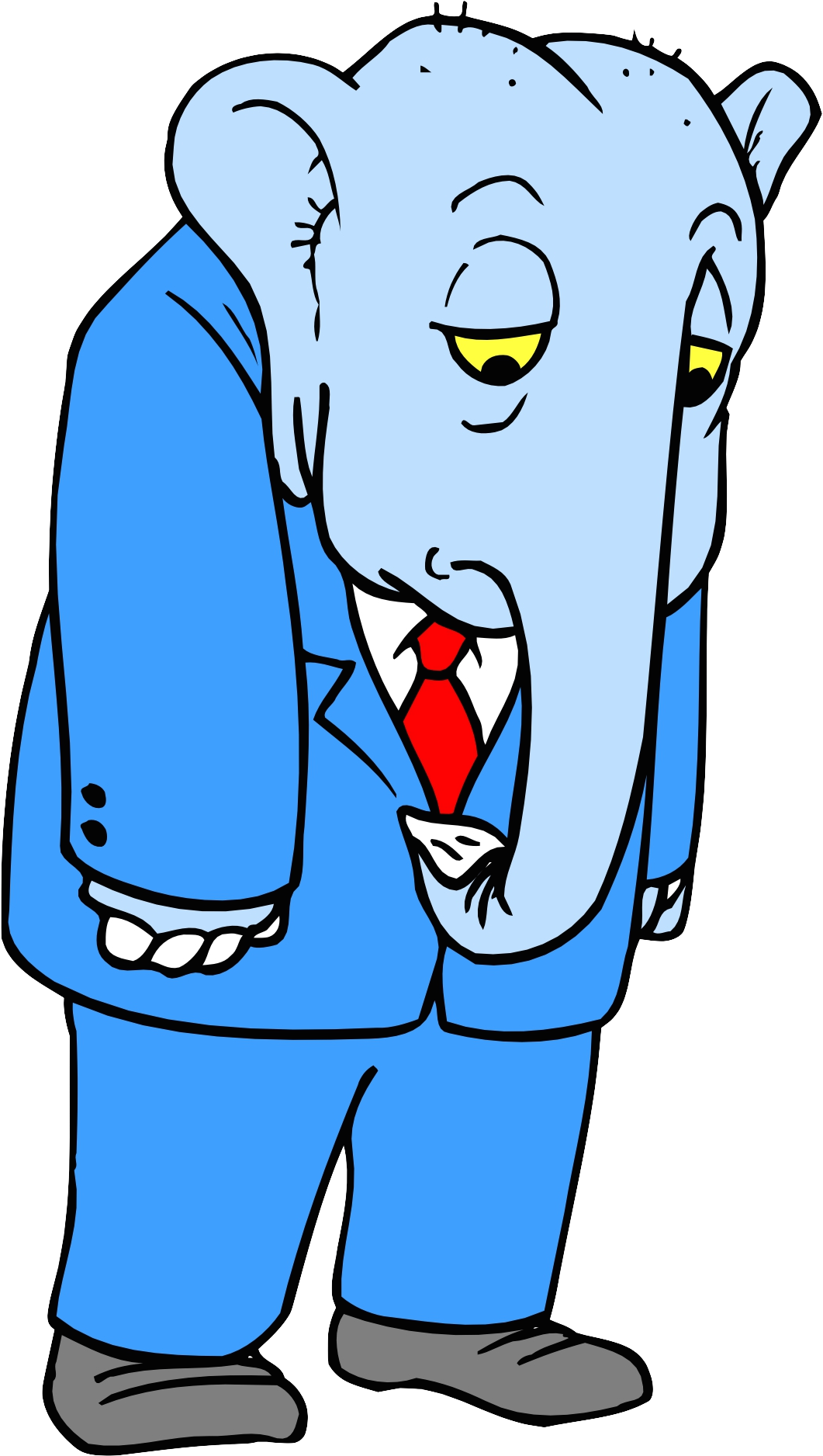 Elephant In A Suit Cartoon Clipart (1069x1891), Png Download