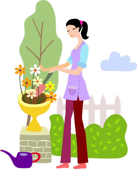 Plants Flowers With Trowel - Planting Flowers Clipart (567x700), Png Download