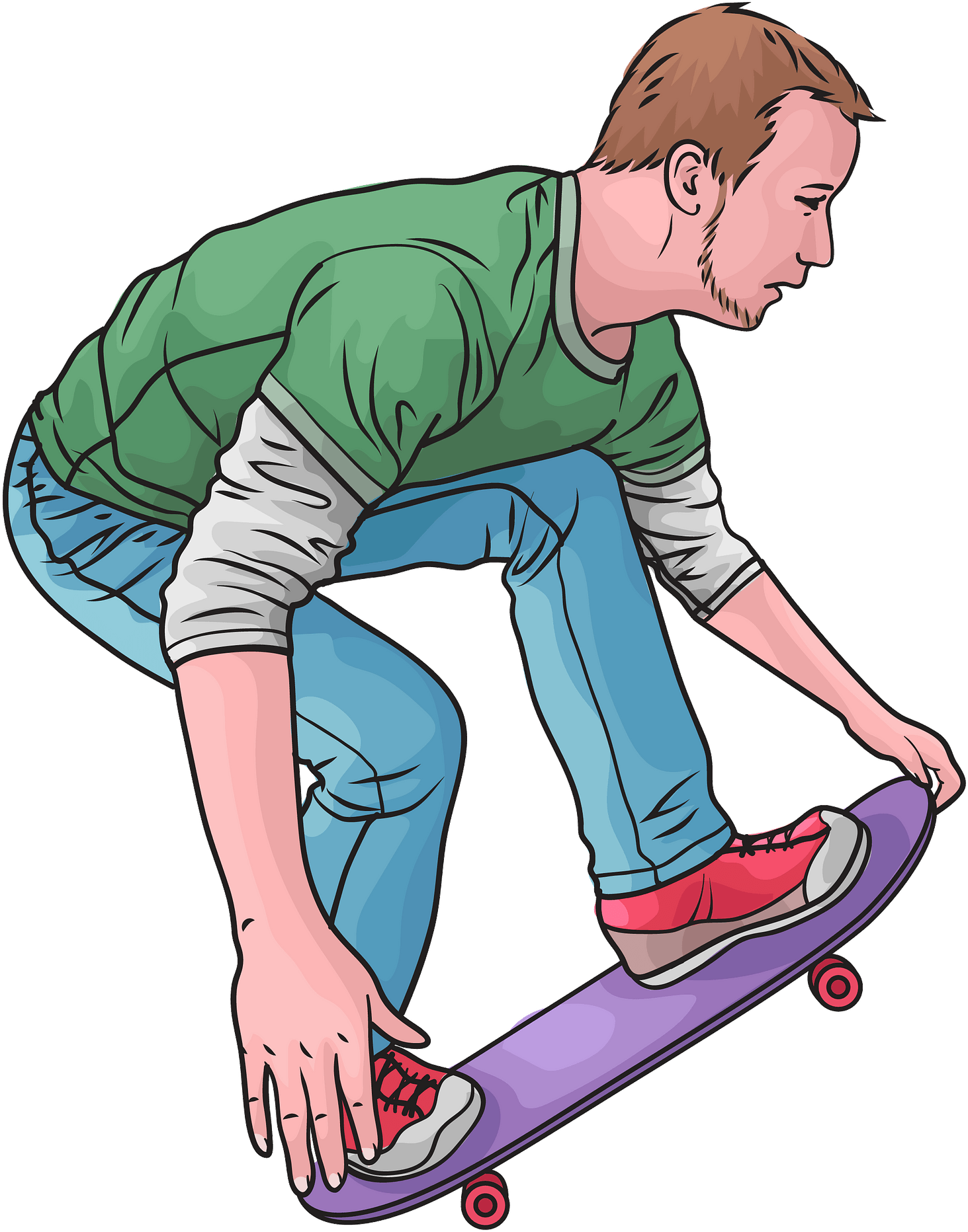 Skateboarding Sports Clip Art - Png Download (1565x1920), Png Download