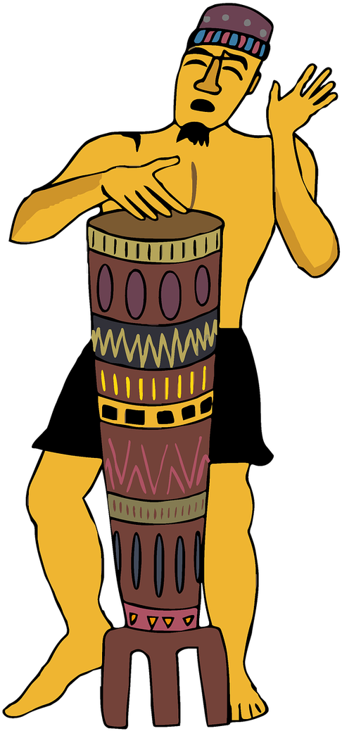 African Drummer Drum - African Design Traditional Cartoon Clipart (500x1058), Png Download