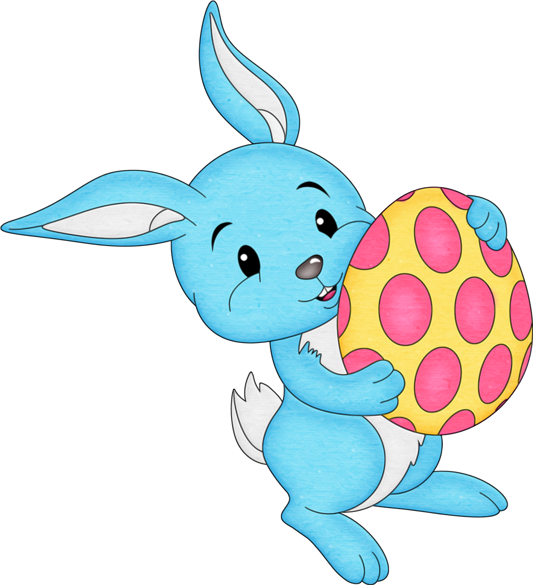 Easter Blue Bunny With Egg Transparent Png Clipart - Transparent Background Easter Bunny Clipart (1252x1307), Png Download
